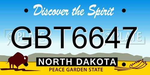 GBT6647 North Dakota License Plate