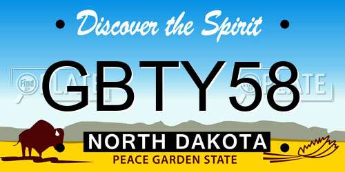 GBTY58 North Dakota License Plate