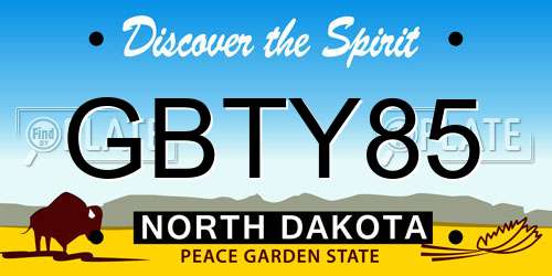 GBTY85 North Dakota License Plate