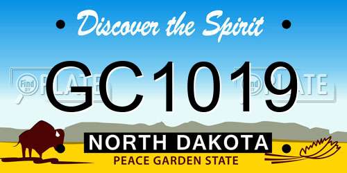 GC1019 North Dakota License Plate