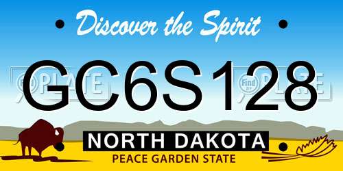 GC6S128 North Dakota License Plate