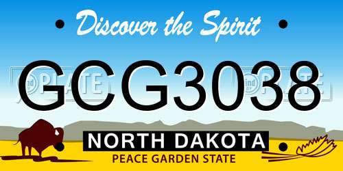 GCG3038 North Dakota License Plate