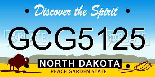 GCG5125 North Dakota License Plate
