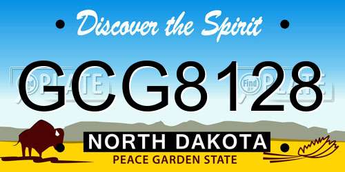 GCG8128 North Dakota License Plate