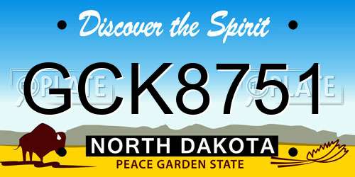 GCK8751 North Dakota License Plate