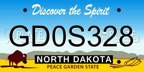 GD0S328 North Dakota License Plate