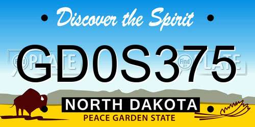 GD0S375 North Dakota License Plate