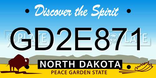 GD2E871 North Dakota License Plate