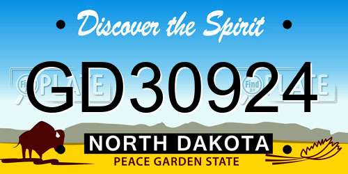 GD30924 North Dakota License Plate