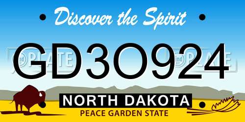 GD3O924 North Dakota License Plate