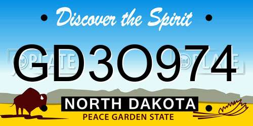 GD3O974 North Dakota License Plate