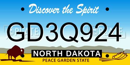 GD3Q924 North Dakota License Plate