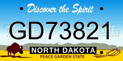 GD73821 North Dakota License Plate