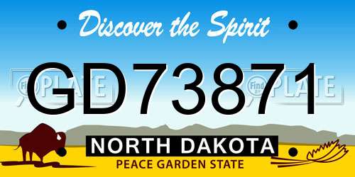 GD73871 North Dakota License Plate