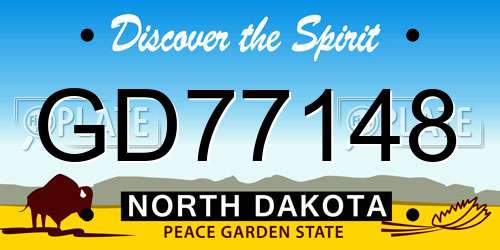 GD77148 North Dakota License Plate