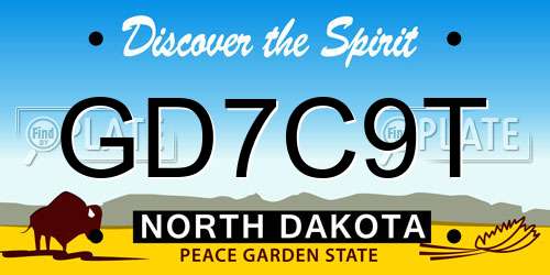 GD7C9T North Dakota License Plate