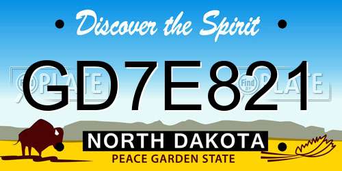 GD7E821 North Dakota License Plate
