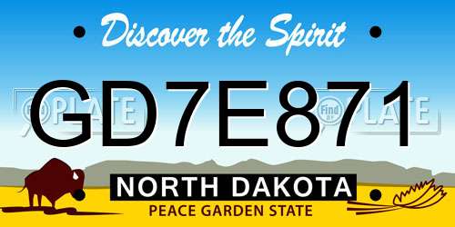GD7E871 North Dakota License Plate