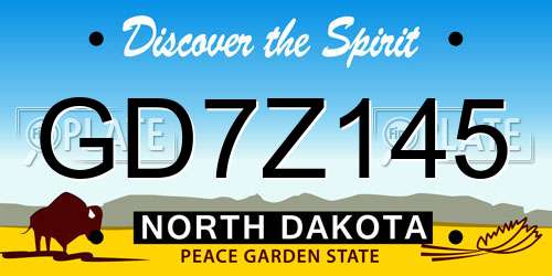 GD7Z145 North Dakota License Plate