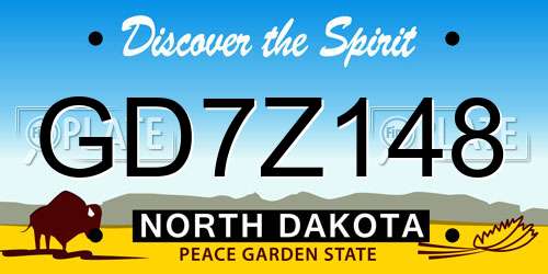 GD7Z148 North Dakota License Plate