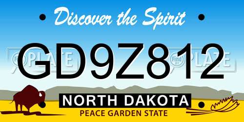 GD9Z812 North Dakota License Plate