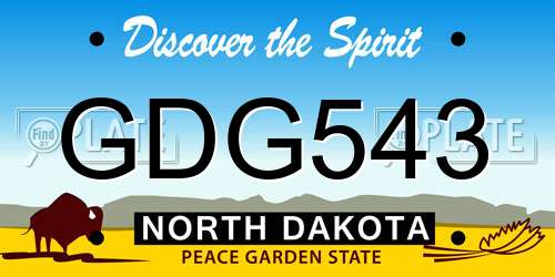 GDG543 North Dakota License Plate