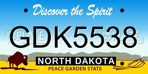GDK5538 North Dakota License Plate