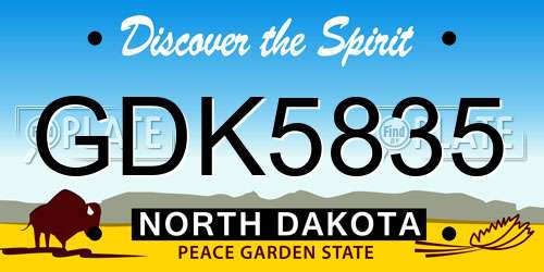 GDK5835 North Dakota License Plate