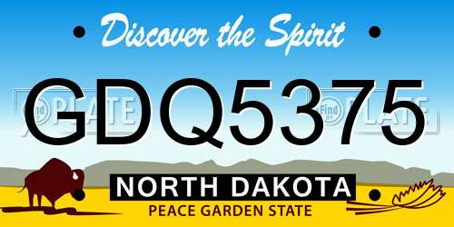 GDQ5375 North Dakota License Plate