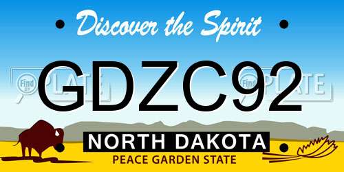 GDZC92 North Dakota License Plate