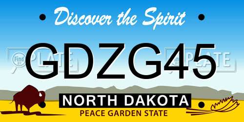 GDZG45 North Dakota License Plate