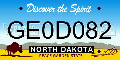 GE0D082 North Dakota License Plate