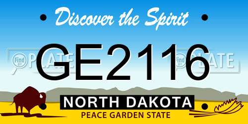 GE2116 North Dakota License Plate