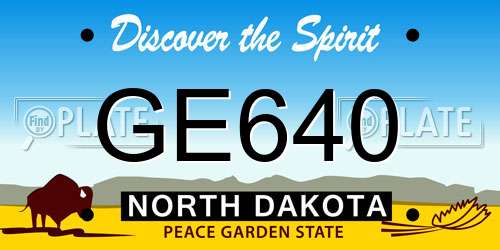 GE640 North Dakota License Plate