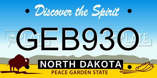 GEB93O North Dakota License Plate