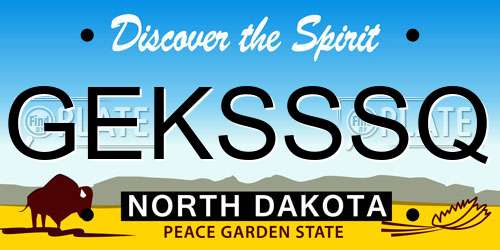 GEKSSSQ North Dakota License Plate