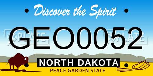 GEO0052 North Dakota License Plate