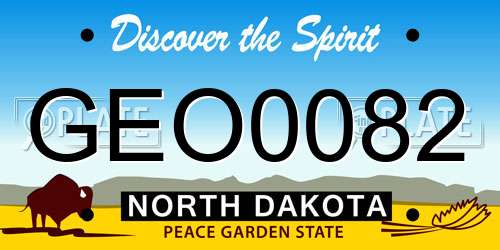 GEO0082 North Dakota License Plate
