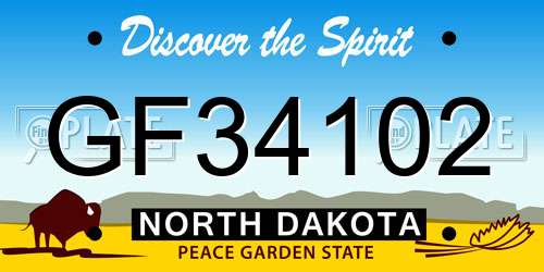 GF34102 North Dakota License Plate