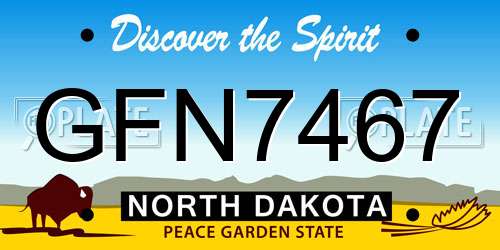 GFN7467 North Dakota License Plate