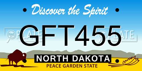 GFT455 North Dakota License Plate