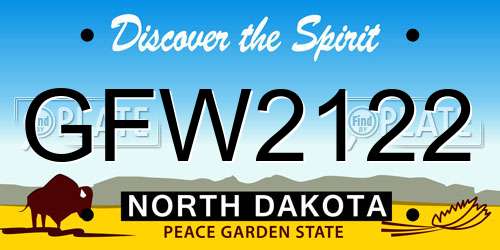 GFW2122 North Dakota License Plate