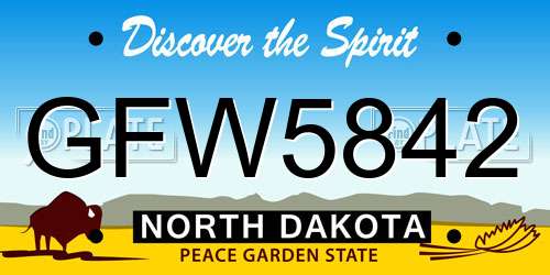 GFW5842 North Dakota License Plate