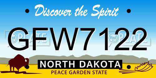 GFW7122 North Dakota License Plate
