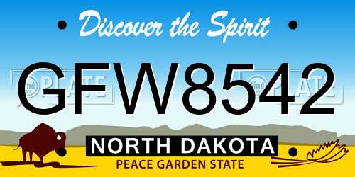 GFW8542 North Dakota License Plate