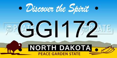GGI172 North Dakota License Plate