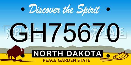 GH75670 North Dakota License Plate