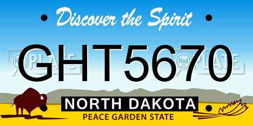 GHT5670 North Dakota License Plate