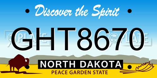 GHT8670 North Dakota License Plate