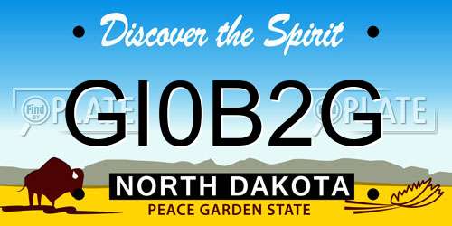 GI0B2G North Dakota License Plate